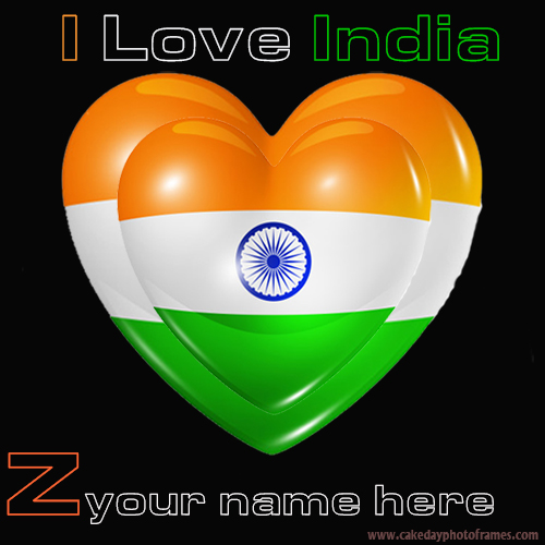 Write your name on Indian flag Z alphabet name pic