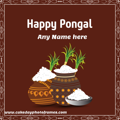 Write a name on Happy Pongal wishing Card