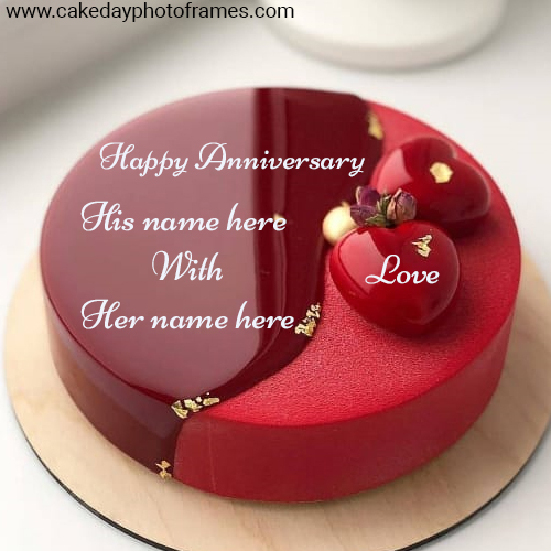 Happy Anniversary Romantic Red Love With Name Pic Cakedayphotoframes