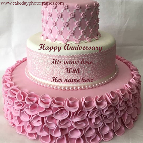 romantic anniversary cake with name edit