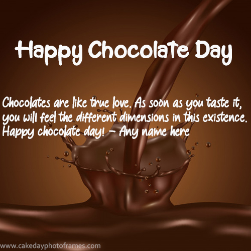 happy chocolate day greeting card with name