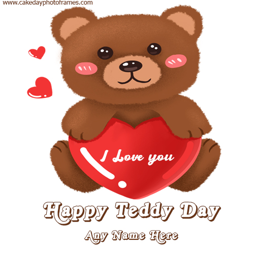 Happy Teddy Day Card with name pic