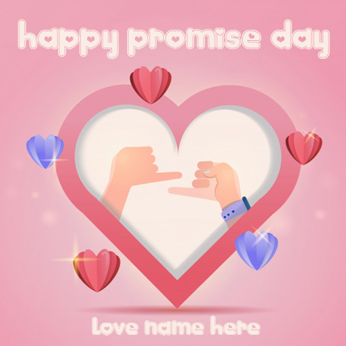 Heart shape Promise Day Card with name photo