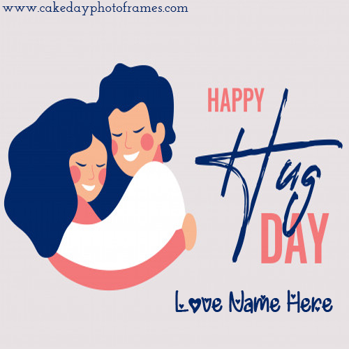 Happy Hug Day greeting card with name pic