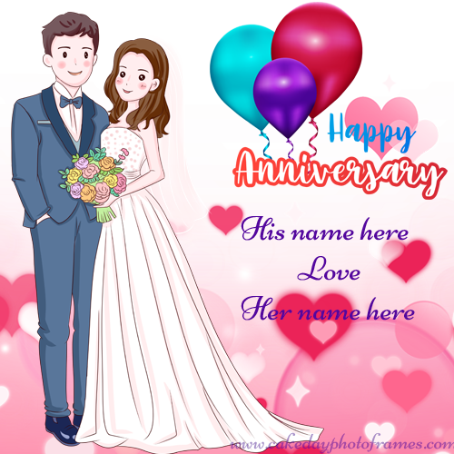 Happy Anniversary Card with Couple Name