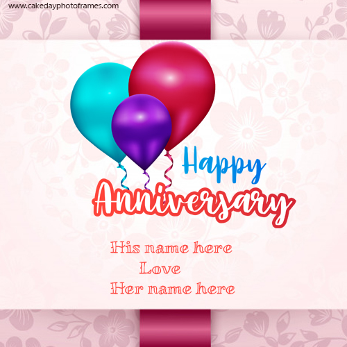 happy wedding anniversary card with name edit