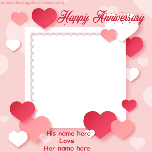 Happy Anniversary card with name and Photo Photo frame