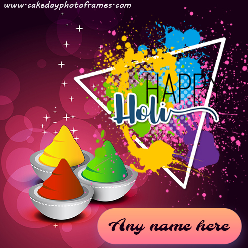 happy holi greeting card with name
