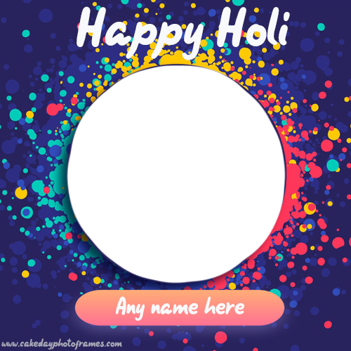 Happy Holi wishes card with Name and Photo