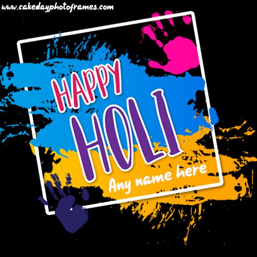 happy holi greeting card with name free edit