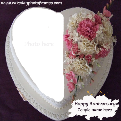 wedding anniversary cake with name and photo