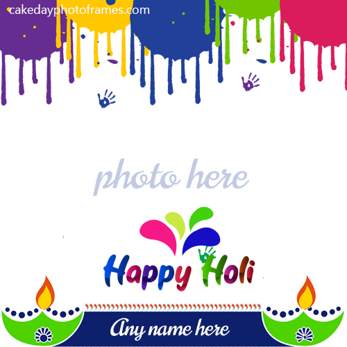 happy holi greeting card 2020 with name and photo edit