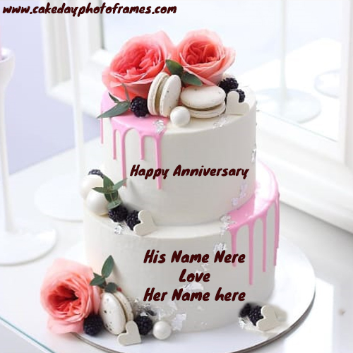 Happy Anniversary Cake with Couple Name for your Love