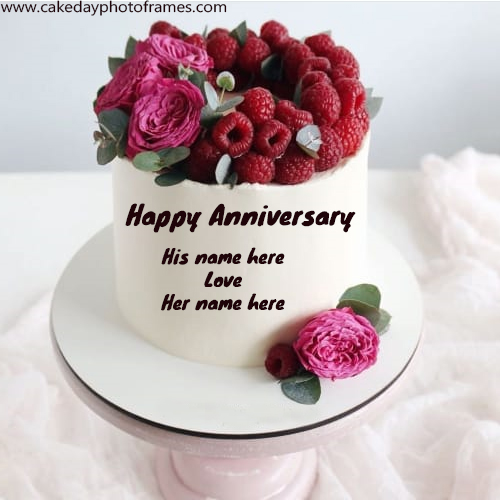 Happy Anniversary Couple Name Cake Image for free