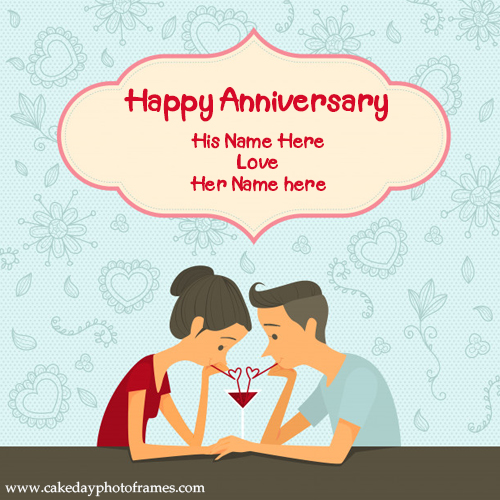 Happy Anniversary Couple Name Card Online