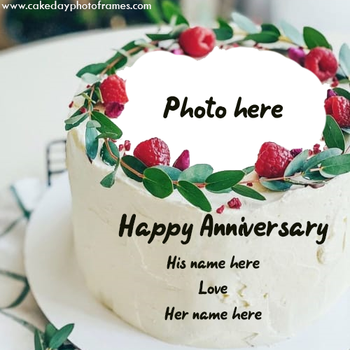 Create Happy Anniversary Cake with couple Name & Photo free