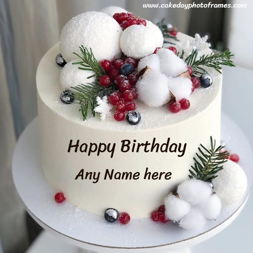 Decorated Happy Birthday cake with Name image