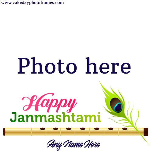 Happy Janmashtami wishes card with Name & Photo