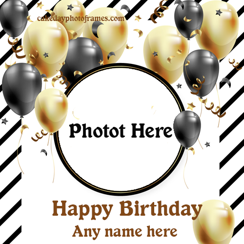Happy Birthday Balloons decorated wishes card with Name