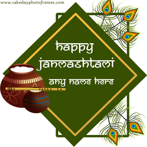 Happy Janmashtami Wish Card with Name online free Editor