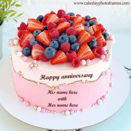 Happy Anniversary Cake with Couple Name