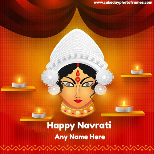 Write a Name On Happy Navratri 2020 wishes card with name