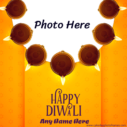 Beautiful Happy Diwali Greetings Card with Name and photo