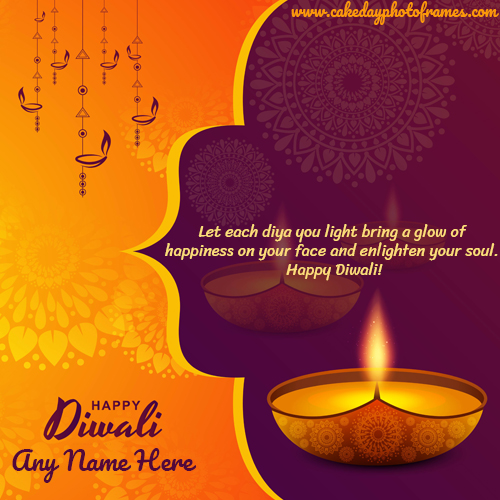 write a name on happy diwali 2020 wishes card