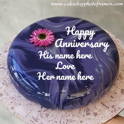 Happy Anniversary cake with Couple Name online
