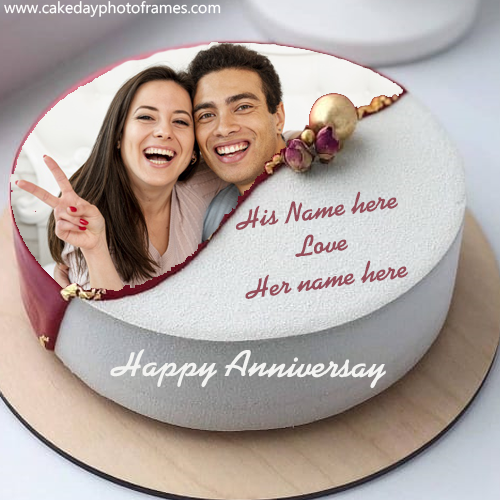 wedding anniversary cake with name and photo edit