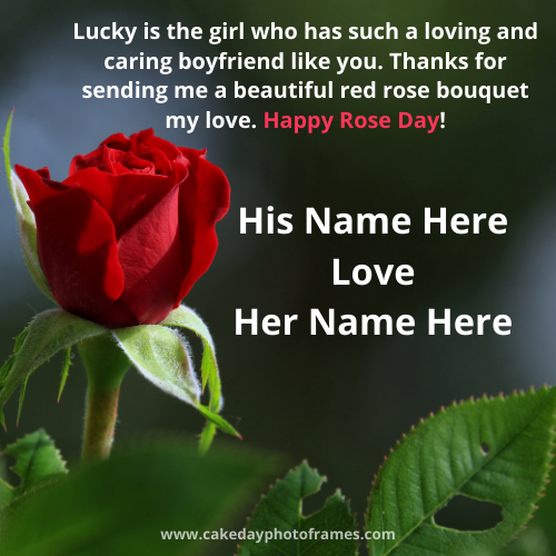 happy rose day greeting card with name edit