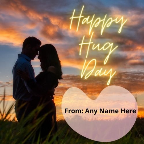 Create Happy Hug Day card with name Pic