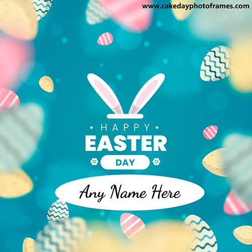 Happy Easter Day wishing card with name editor