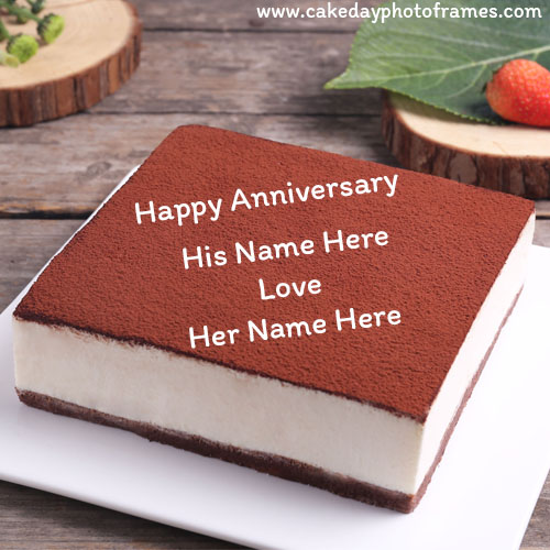 Happy Anniversary Chocolate Cake with couple Name Edit Online