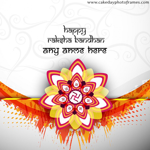 Swastik Rakhi Special Happy Raksha Bandhan Card with Name