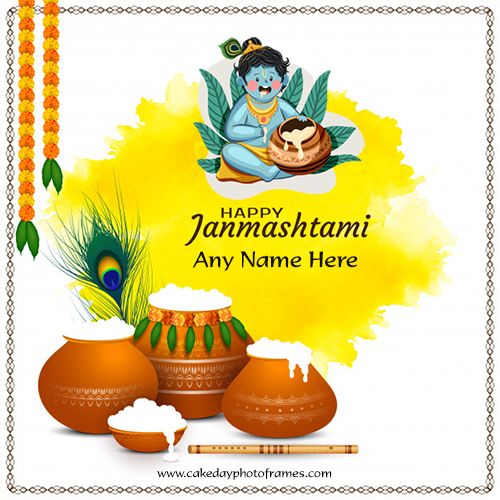 Happy janmashtami Greeting card with name editing