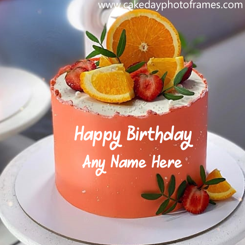 Happy birthday orange cake with name edit
