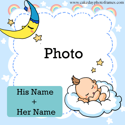 Baby shower photo frame with name and couple photo