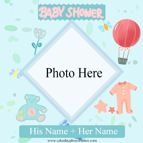 Baby shower greeting card with name and photo