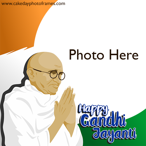Happy gandhi jayanti image card with photo