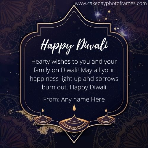 Happy Diwali Greetings card with Name online editor