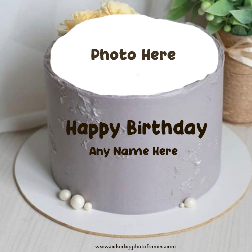 Create Sliver happy Birthday Cake With name and photo Edit