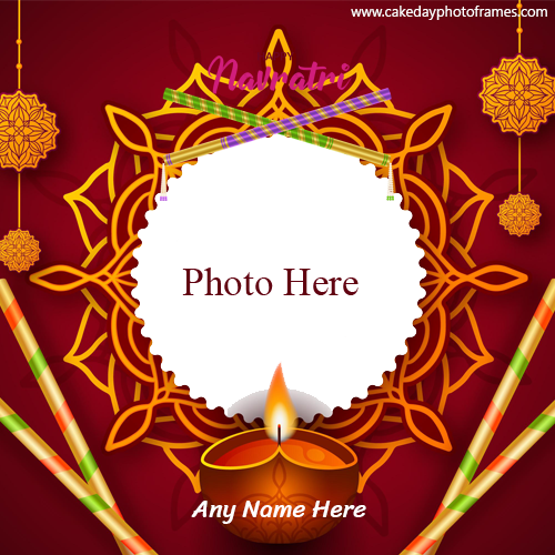 Happy navratri card with name photo edit