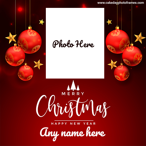 Merry Christmas Card with Name and photo Edit