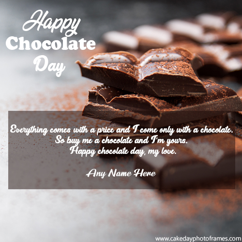 Create Happy Chocolate Day card with Name Online