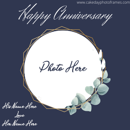 classy happy anniversary greeting card with couple name and photo edit