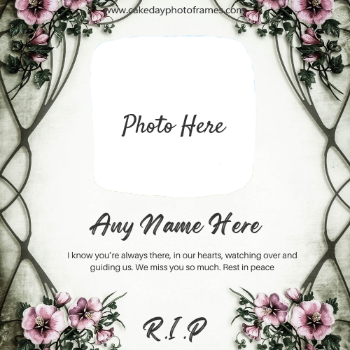 R.I.P card with name and photo edit For Free