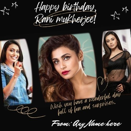 Rani Mukerji birthday wishes greeting card with name pic