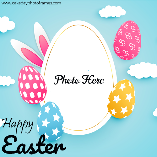 Happy Easter day photo frame wishes with photo