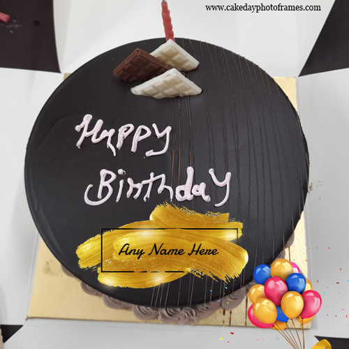 Chocolate Happy Birthday cake with Name image